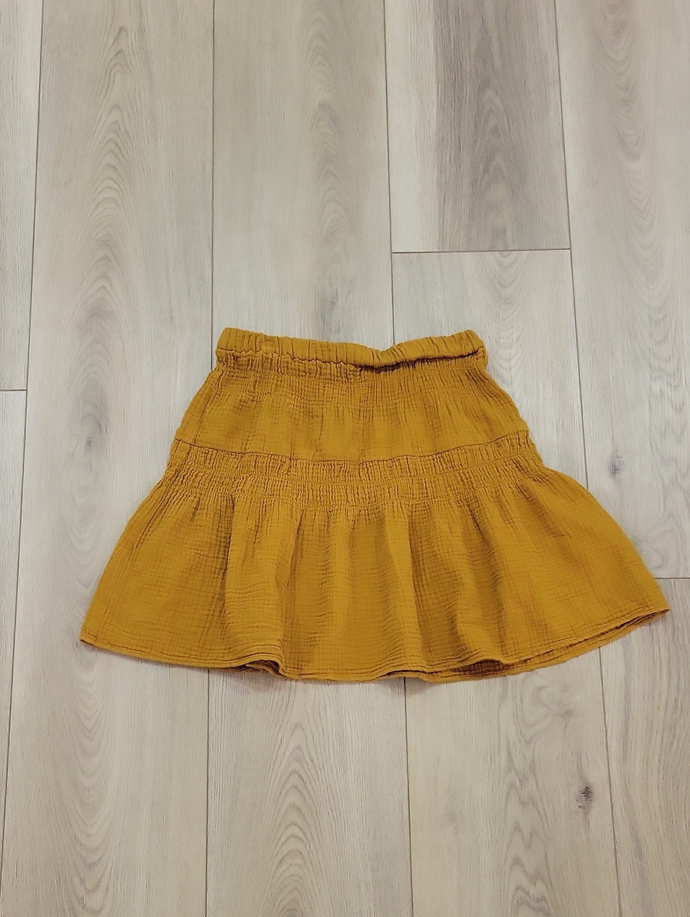Madewell Mustard Tiered Smocked Waist Skirt